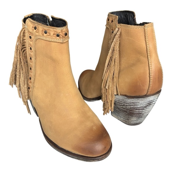 caborca Shoes - Caborca Leather Boots Fringed Tassel Ankle Side Zip 7